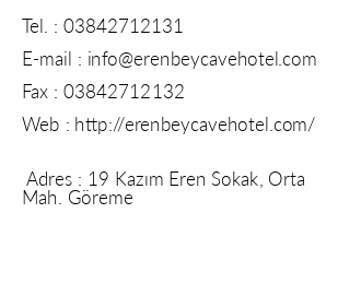 Erenbey Cave Hotel iletiim bilgileri